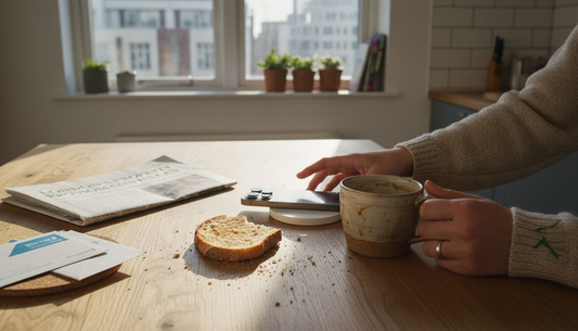 Person placing phone on MagSafe charger at home