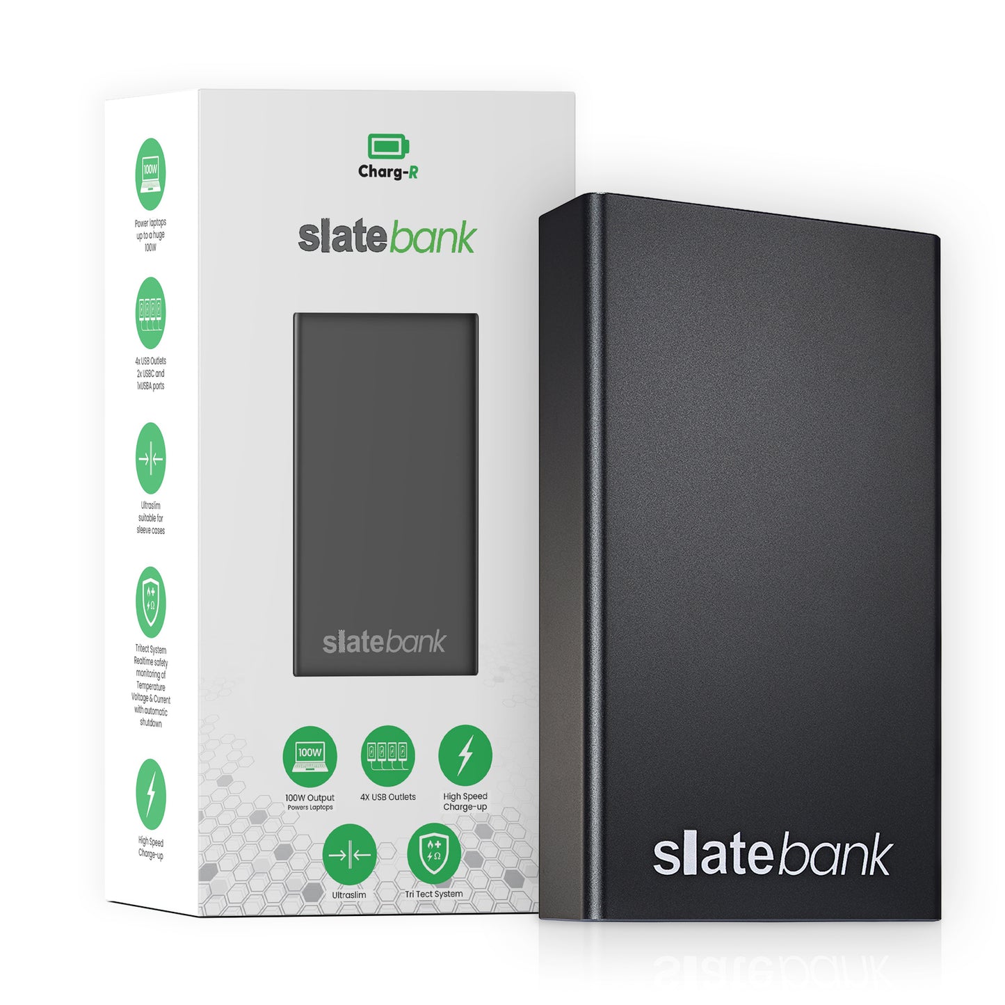 Slatebank 100W PD, 20,000mAh Ultra Slim Powerbank with 4xUSB Outputs