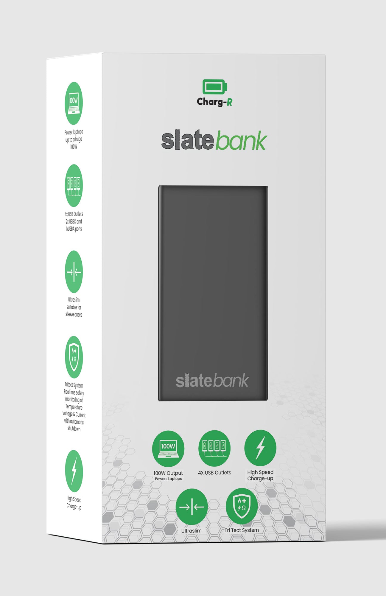 Slatebank 100W PD, 20,000mAh Ultra Slim Powerbank with 4xUSB Outputs