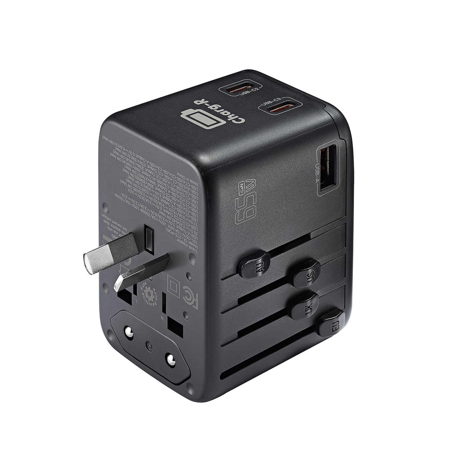 GoPlug Travel adapter plug with 65W 4XUSB Outlets and Automatic Resetting Fuse