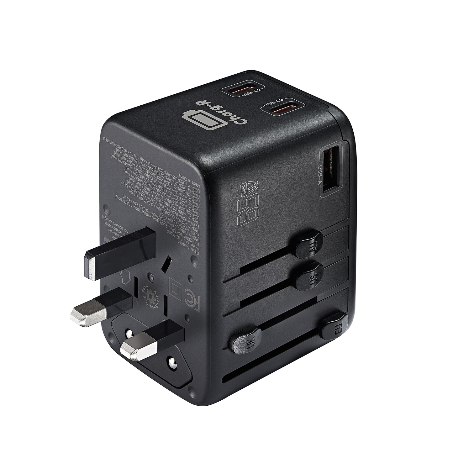 GoPlug Travel adapter plug with 65W 4XUSB Outlets and Automatic Resetting Fuse
