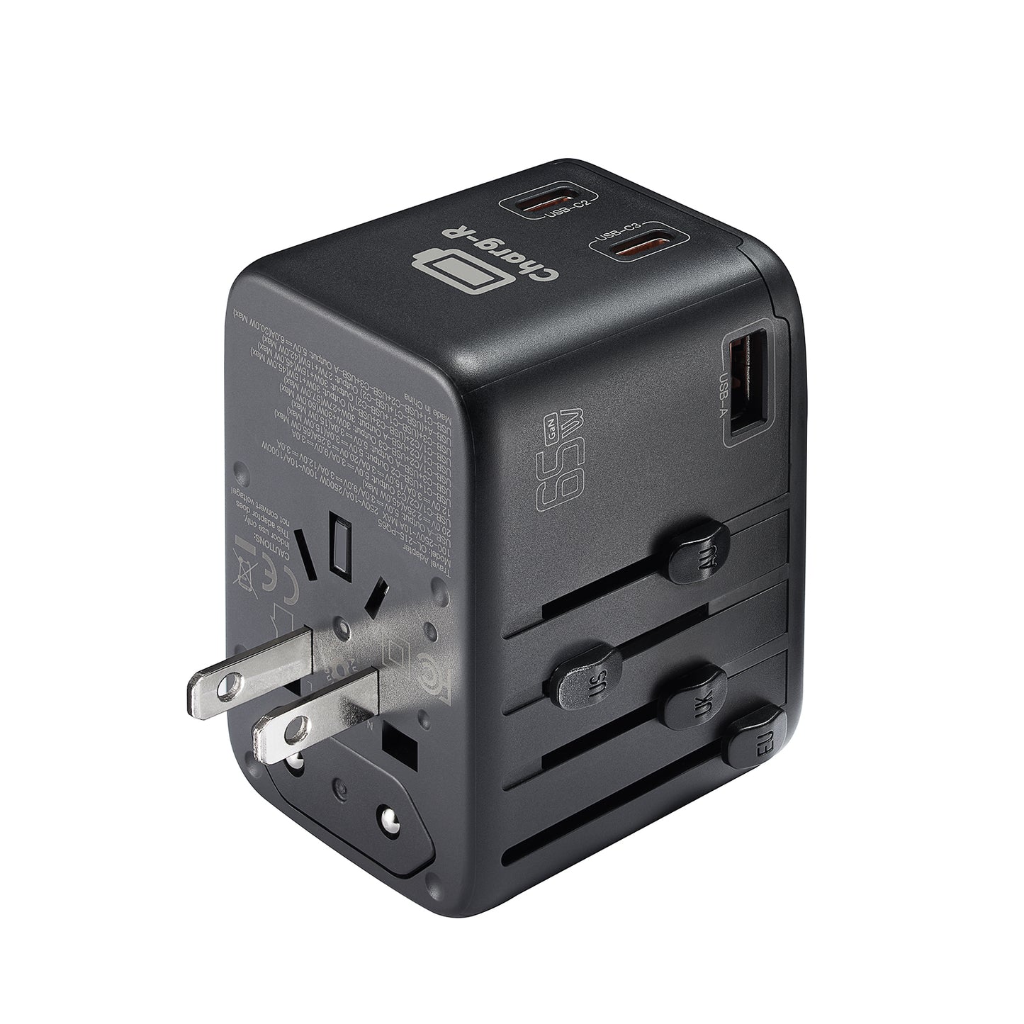 GoPlug Max 100W International travel Adapter with Auto Resetting Fuse (3xUSB-C, 1xUSB-A)